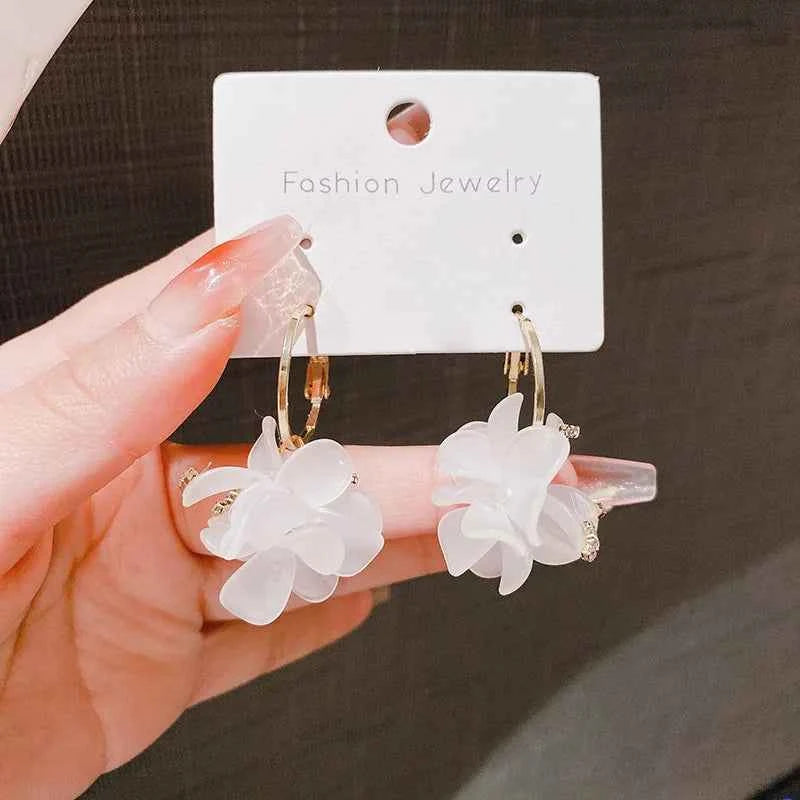 Flower Earrings for Women Acrylic Charming Sweet Floral Girls Party Earrings New Fashion Korean Style Ear Jewelry 2025