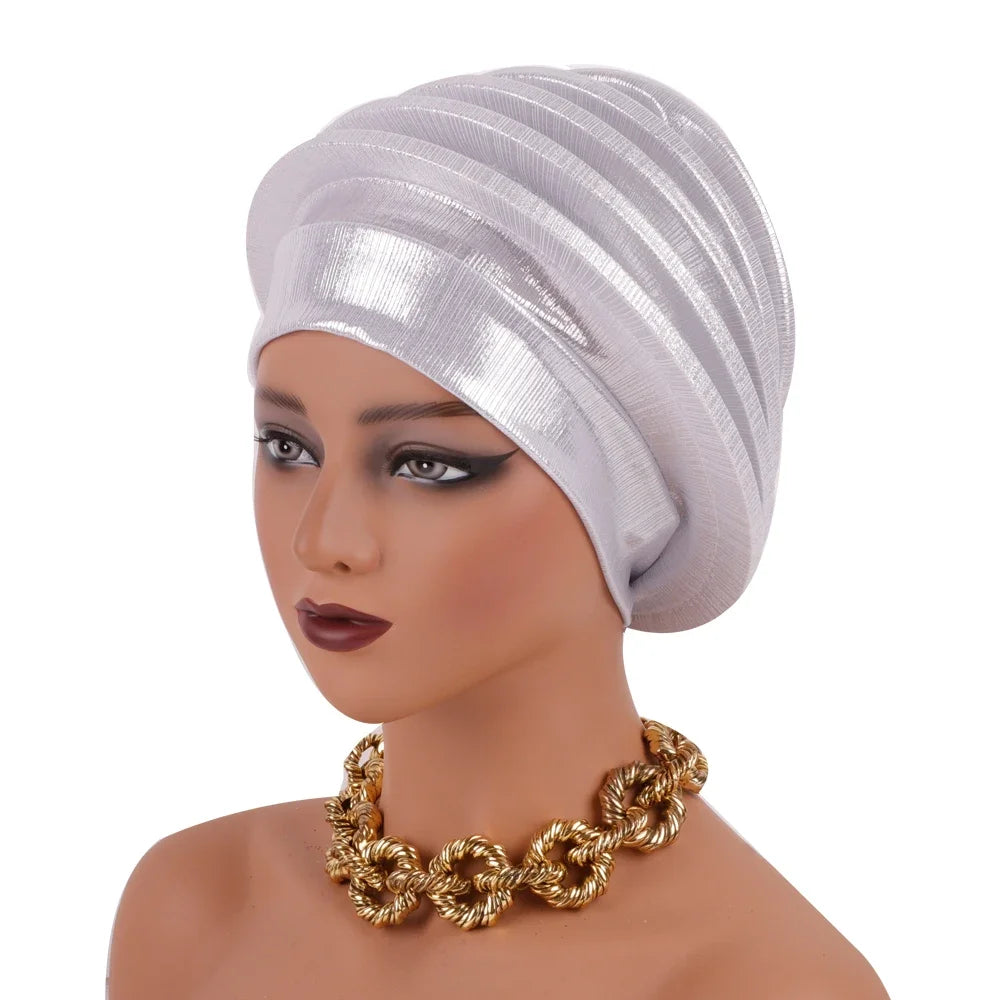 2024 Elegant Spiral Beret for Women Afrcian Lady Head Wraps Female Berets Turban Nigeria Headpiece Wedding Party Gele - NamafadStore