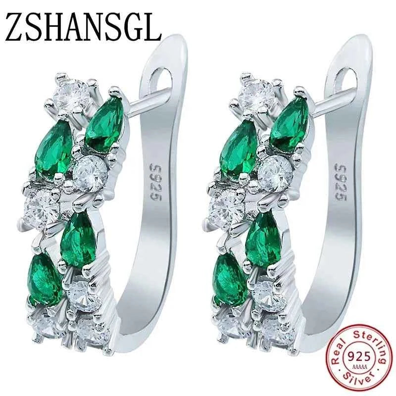 Wholesale Slver Color Luxury 925 Sterling Silver Earrings Flash Colorful CZ Zircon Ear Studs Earrings Women Cheap Brincos