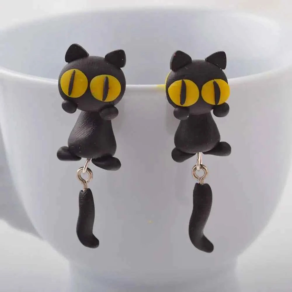 Lady Sweet Fashion Design Raccoon Cat Soft Clay Carrot Korean Earrings 3D Animal Earring Cartoon Stud Earrings Women Jewelry