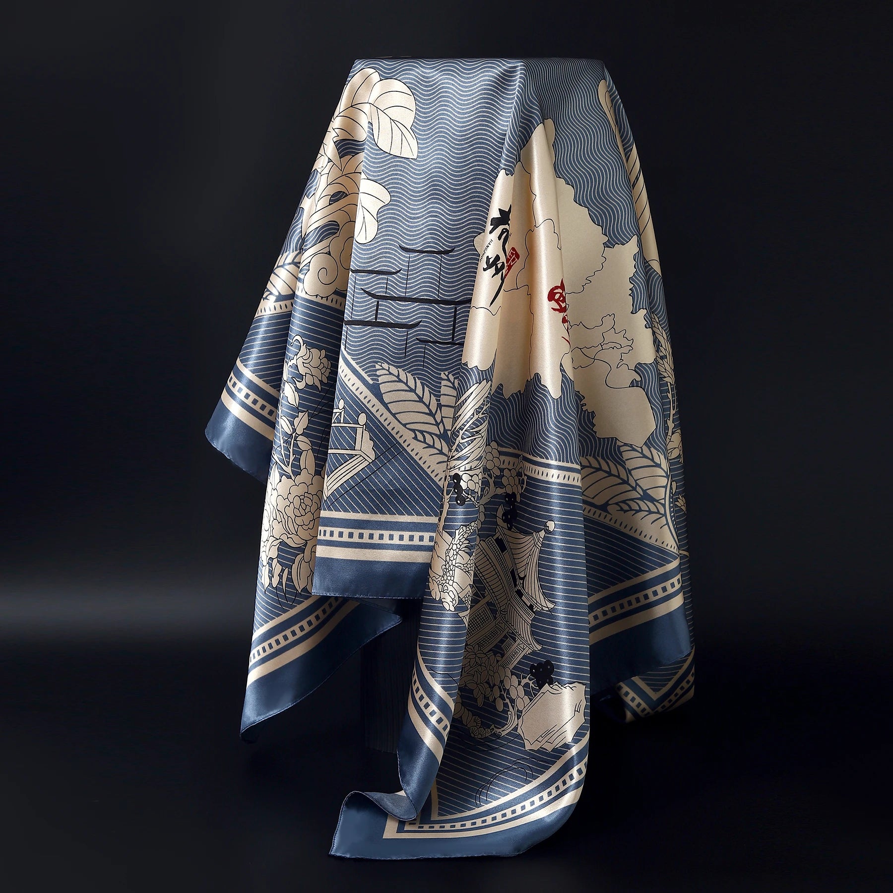 1 piece 35.4 inches Women Shawls Fashion print Summer Kerchief Luxury Brand 90X90CM Bandanna New Foulard Satin Square Headcloth - NamafadStore