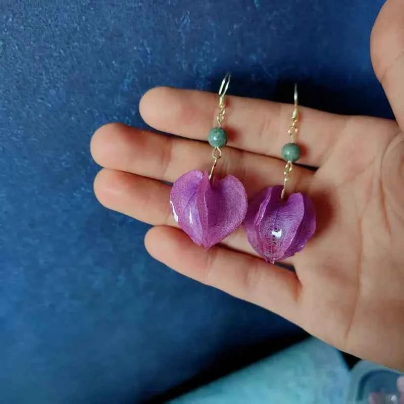 Multicolor Natural Flower Earrings Handmaking Epoxy Resin Natural Flower Earrings Unique Plant Earring Floral Jewelry Wholesale