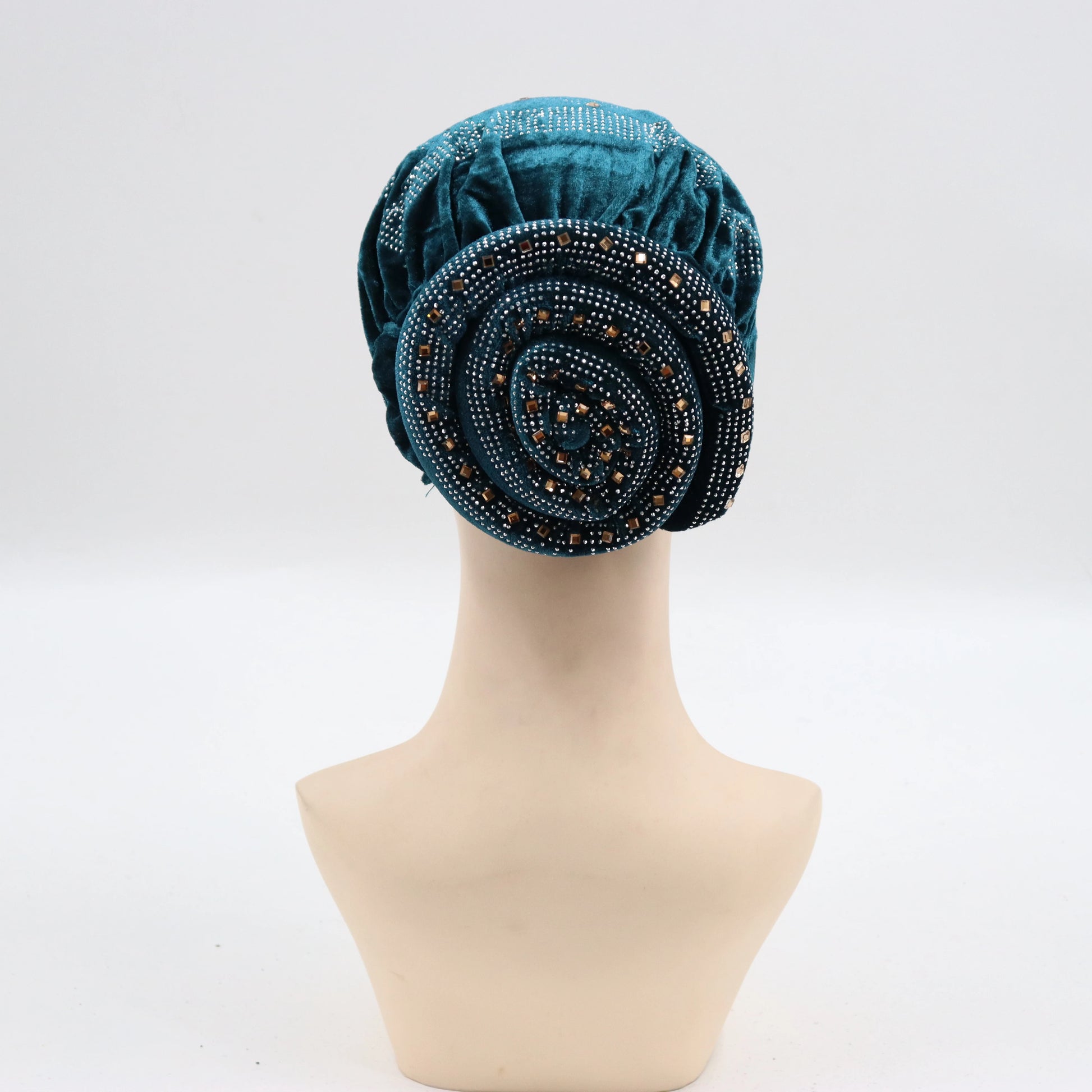Soft Velvet Turban Cap for Women Muslim Headscarf Bonnet Elastic Female Headpiece Stylish Glitter Diamonds African Head Wraps - NamafadStore