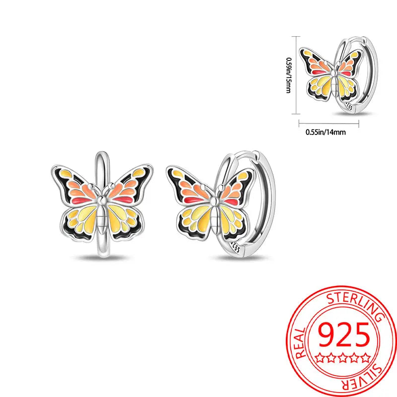 Pink Series 925 Sterling Silver Romantic Flower Butterfly Unicorn Tulip Geometry Earrings Boutique Fine Jewelry Gifts for Women