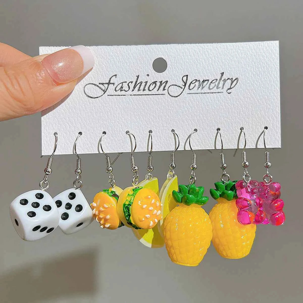 Candy Color Acrylic Earrings Set for Women Dopamine Bohemian Animal Cloud Fruit Drop Earrings for Girls Party Y2K Jewelry