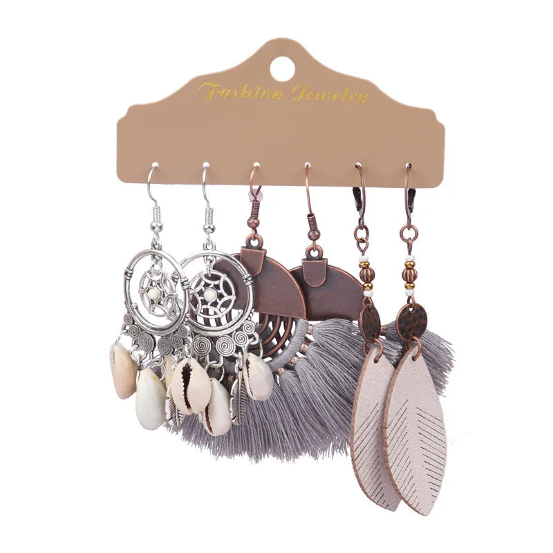 Boho Ethnic Dangle/Round Earrings For Women Vintage Fashion 2024 Earrings Sets Pendientes Earring Unusual Pendant Jewelry Female