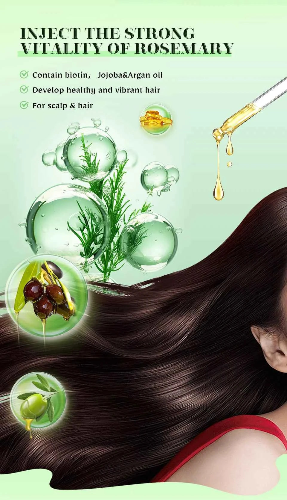 Rosemary Mint oil Scalp Hair Strengthening Hair Growth Essential Nourishing Treatment For Split Ends Dry Organics Hair Care Oil