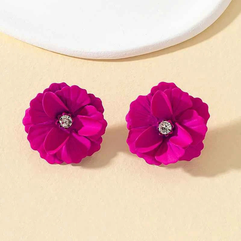 Rose Red Flower Imitation Pearl Dangle Earrings for Women Fashion Multilayer Floral Drop Earrings Jewelry Accessories Party Gift