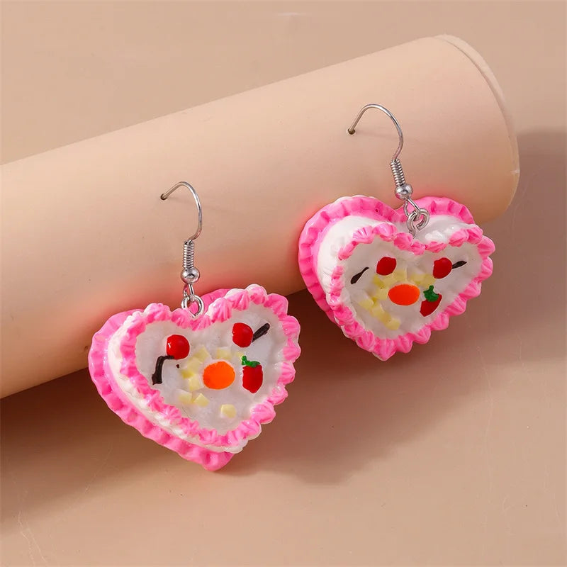 Sweet Food Cake Drop Earrings for Women Girls Party Holiday Jewelry Gifts