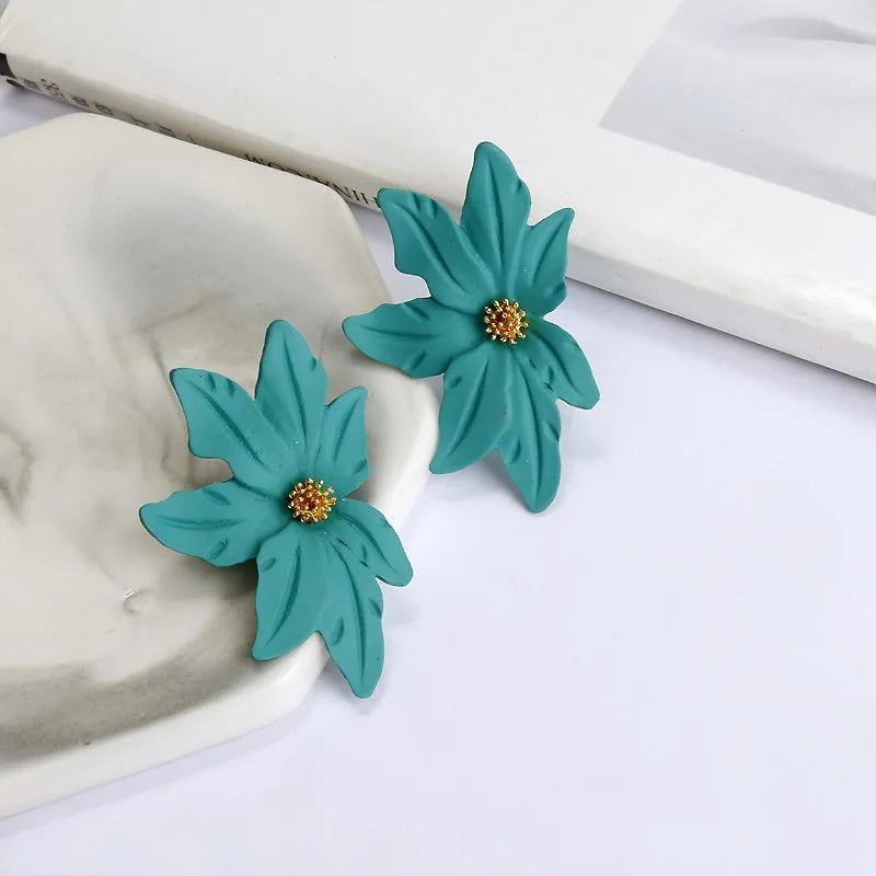 Korean New Double-layers Flower Drop Earrings for Ladies Exaggerated Women Floral Earrings Fashion Jewelry aretes de mujer
