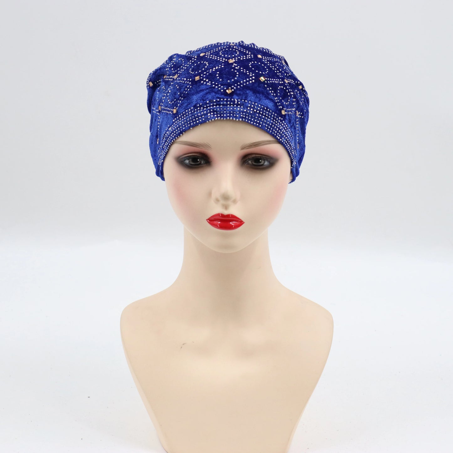 Soft Velvet Turban Cap for Women Muslim Headscarf Bonnet Elastic Female Headpiece Stylish Glitter Diamonds African Head Wraps - NamafadStore