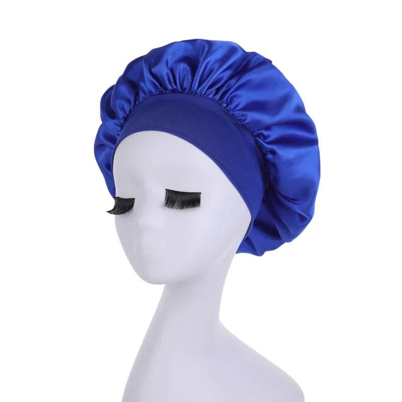 Women Satin Shower Cap - Bathroom Satin Solid Color Stretch Bonnets Hair Hat for Daily Use and Beauty - NamafadStore