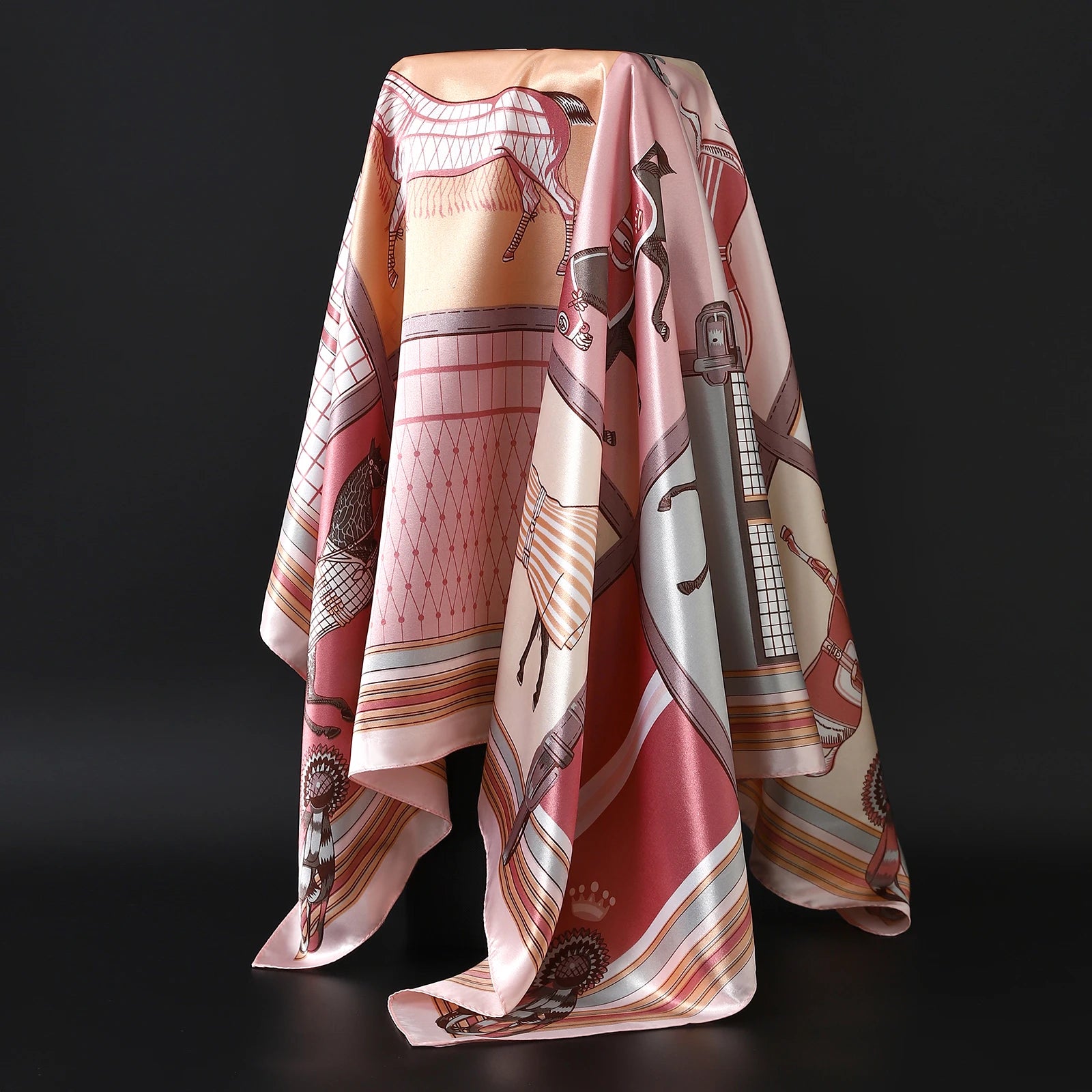 90*90cm Silk Scarf Women Print Hair Neck Square Office Ladies Shawl Bandanna Muslim Hijab Handkerchief Muffler Foulard female - NamafadStore