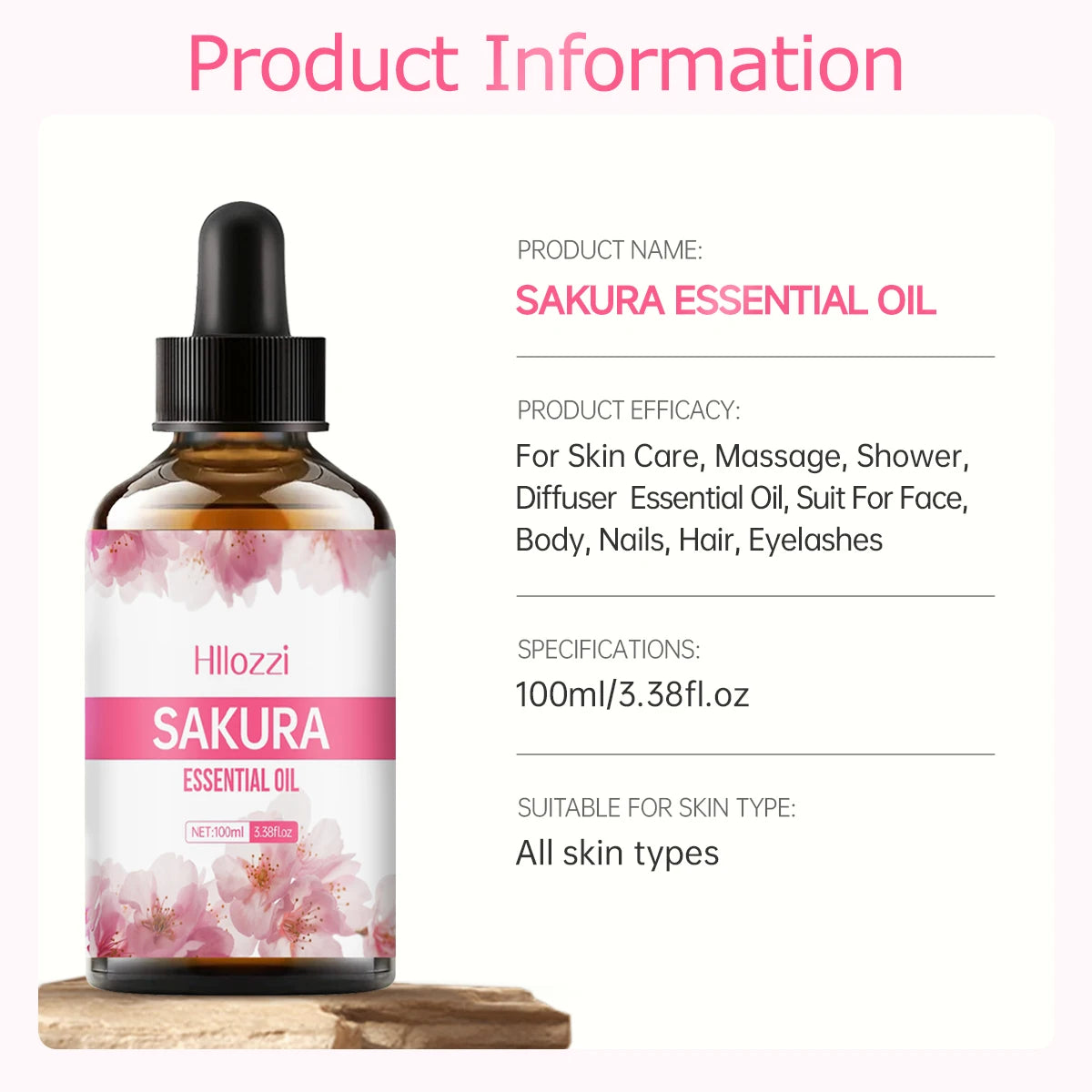 Sakura essential oil is suitable for massage, shower, facial skin care and is easy to carry with you when traveling - NamafadStore