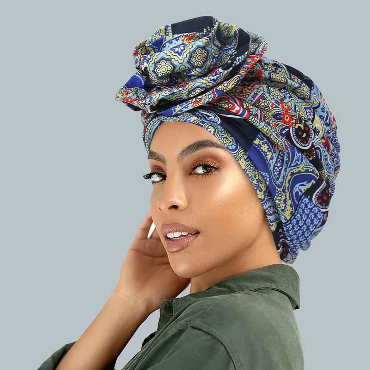 Ramadan Fashion Print Turban Hijab Hats African Head Wraps Elastic Muslim Hats Breathable Chemo Cap For Women Girls - NamafadStore