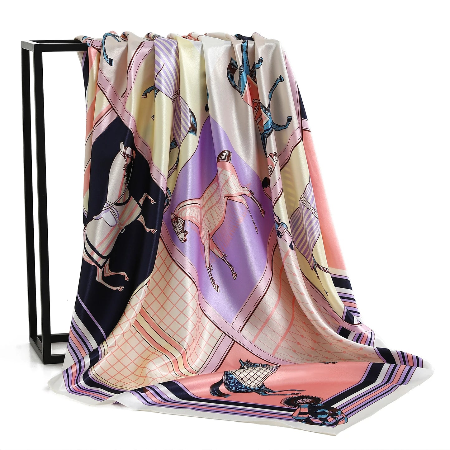 90*90cm Silk Scarf Women Print Hair Neck Square Office Ladies Shawl Bandanna Muslim Hijab Handkerchief Muffler Foulard female