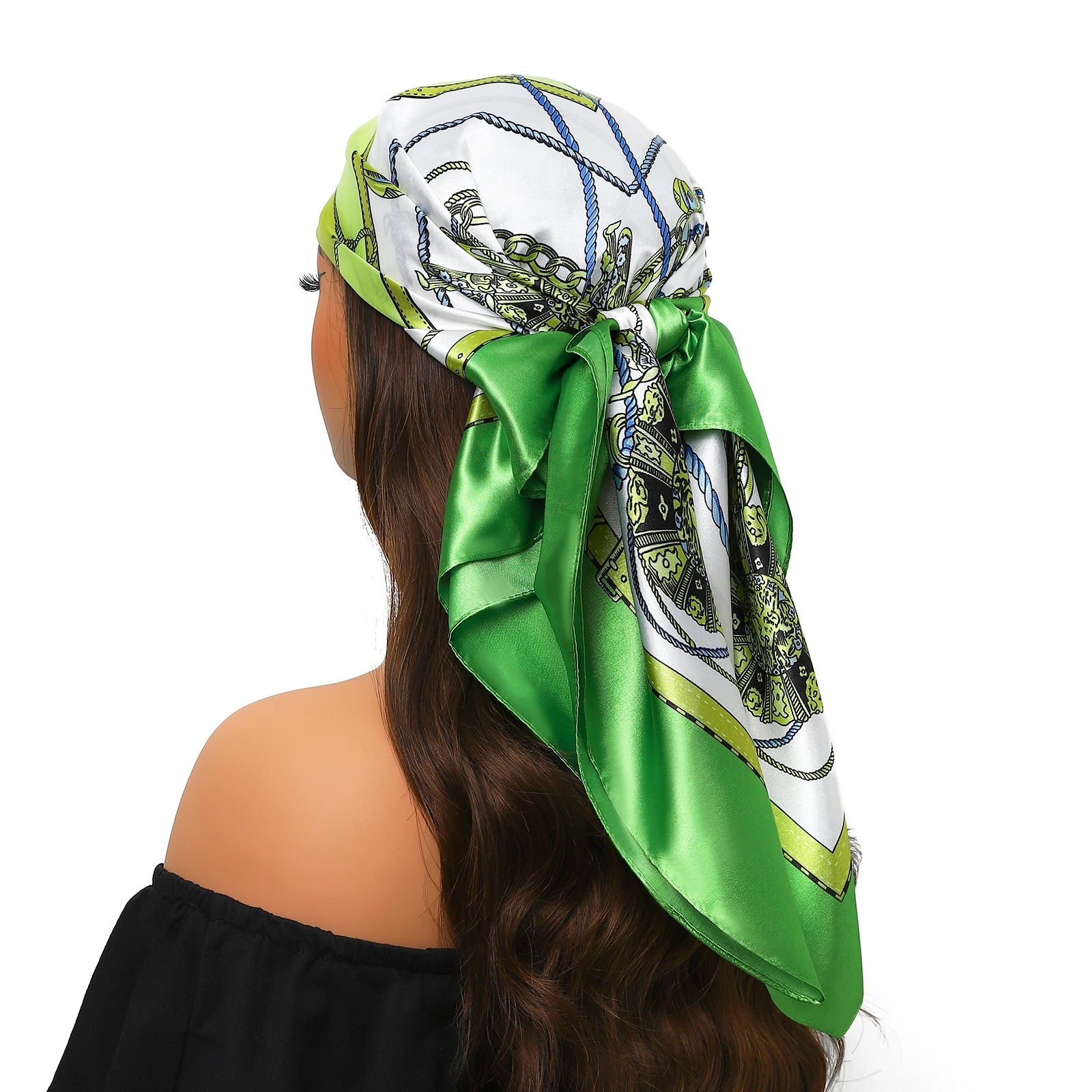 Popular Shawls Europe And America Fashion Bandannas New Print Sunscreen 90X90CM Kerchief Four Seasons Luxury Square Silk Scarves - NamafadStore