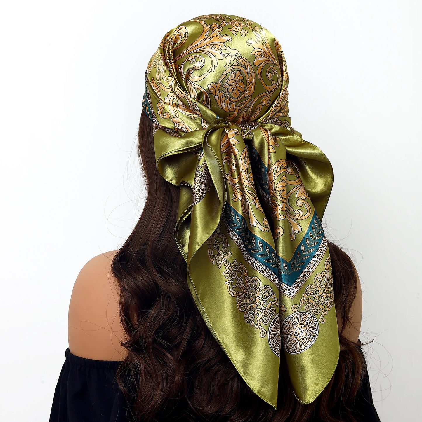 Luxury Brand Silk Scarf Fashion Foulard Satin Shawl Leopard 90*90cm Square Head Scarves Women Bandanna Pareo Headscarf