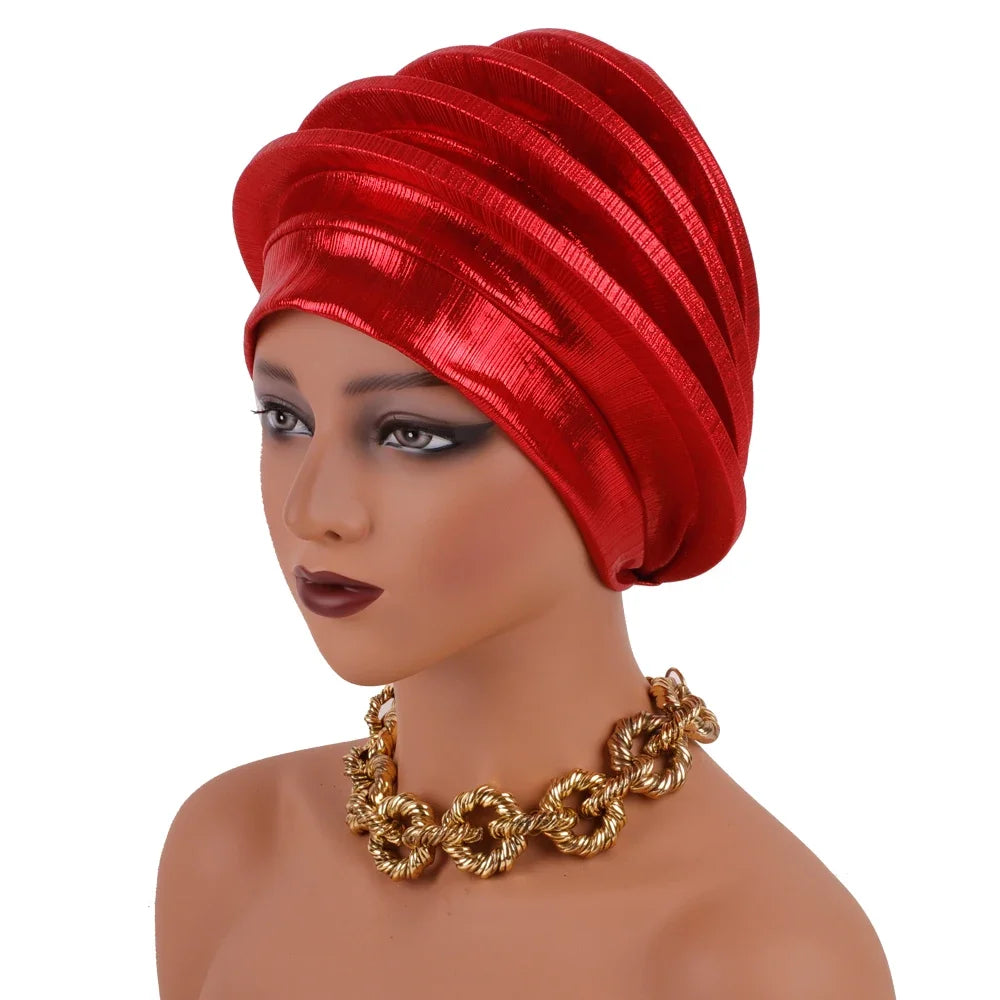 2024 Elegant Spiral Beret for Women Afrcian Lady Head Wraps Female Berets Turban Nigeria Headpiece Wedding Party Gele - NamafadStore