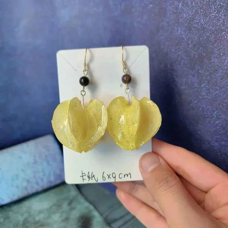 Multicolor Natural Flower Earrings Handmaking Epoxy Resin Natural Flower Earrings Unique Plant Earring Floral Jewelry Wholesale