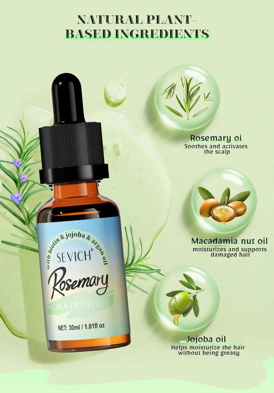 Rosemary Mint oil Scalp Hair Strengthening Hair Growth Essential Nourishing Treatment For Split Ends Dry Organics Hair Care Oil