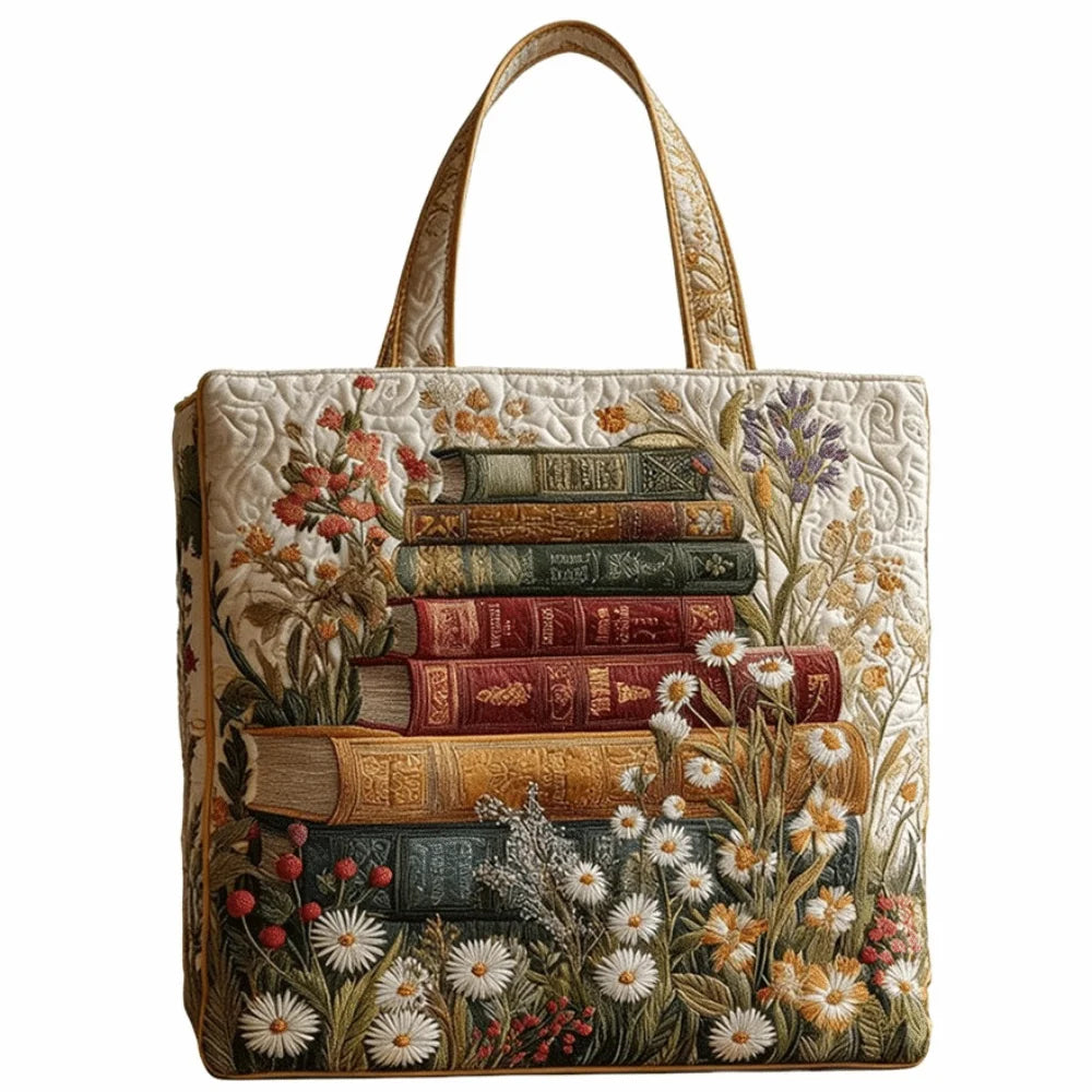 Fashion Vintage Quilted Tote Bag Lightweight Large Capacity Travel Handbag Cotton 3D Printed Patterns Shopping Bag Casual