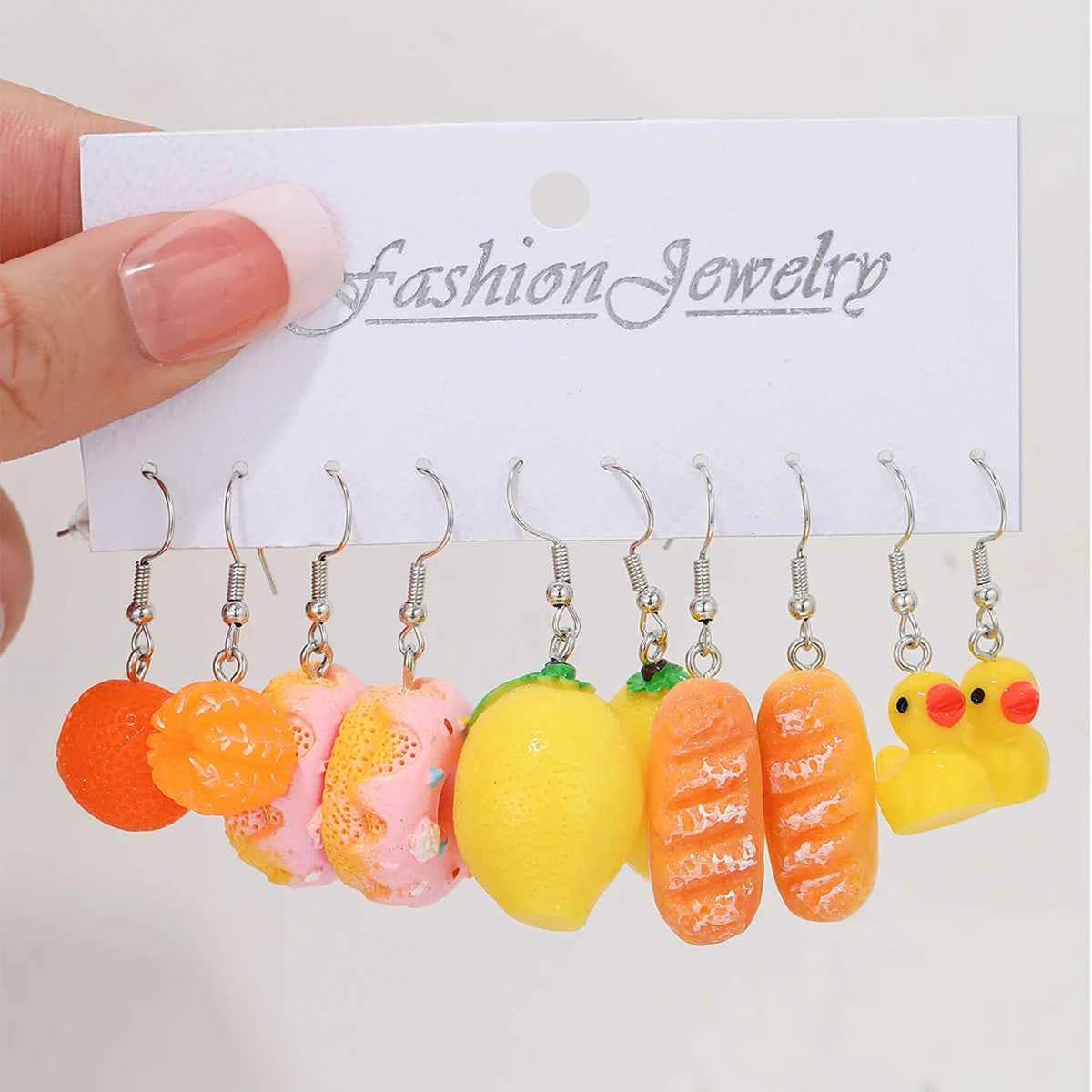 Fashion Cartoon Colorful Design Earrings Set for Women Cute Food Drink Animal Dopamine Dangle Earring Trendy Girls Jewelry Gifts