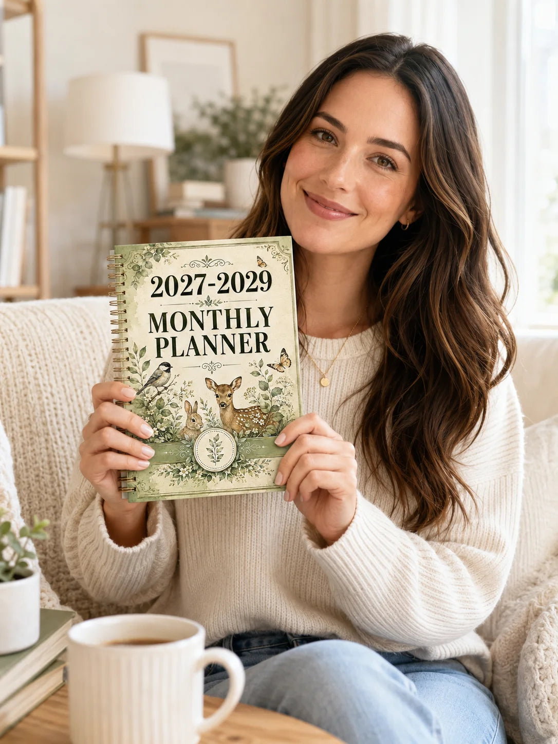 2027-2029 Forest Animal Wind Monthly Plan A5 Spiral Binding Schedule Booklet | Retro Plant Wind Long term Plan Book |