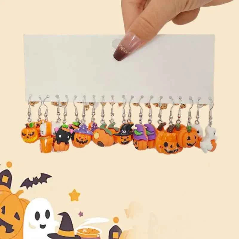 Halloween Resin Earrings Fun Creative Simulation Pumpkin Ghost Demon Clown Earrings Set