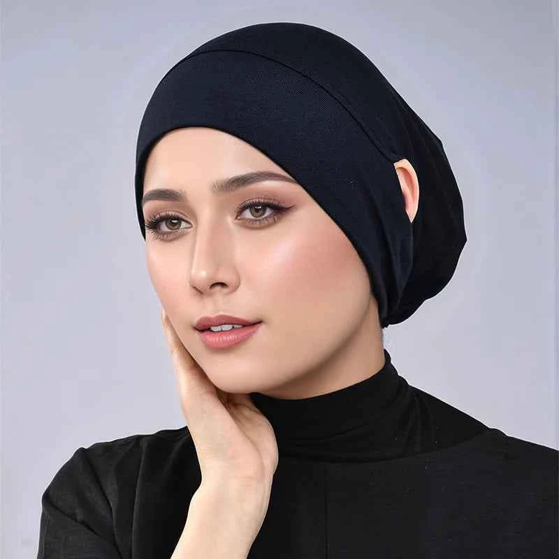 Adjustable Modal Under Cap With Ear Hole Hijab Caps Solid Muslim Hijab Inner Scarf Lady Bandanas Cap Under Caps Soft Hijab
