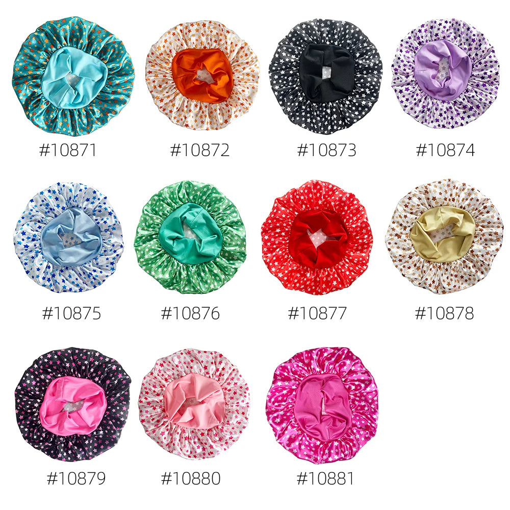 New Satin Bonnet Silk Night Sleeping Cap For Women Curly Braid Hair Multi Style Printing