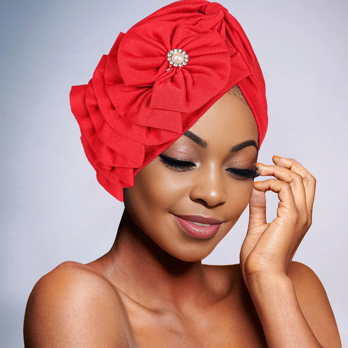 African Fashion Headband Hat Breathable Lightweight Flower Decoration Handmade Muslim Headband Hat - NamafadStore