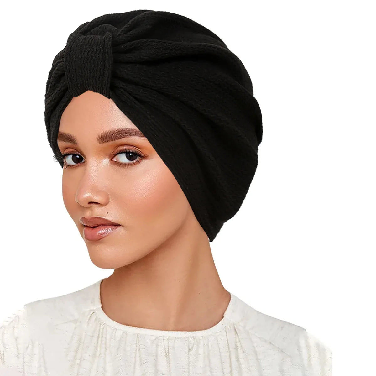 Solid Color Women Muslim Hijab Caps Wrap Head Indian Turban Bonnet Fashion Headdress Islamic Clothing Accessories - NamafadStore