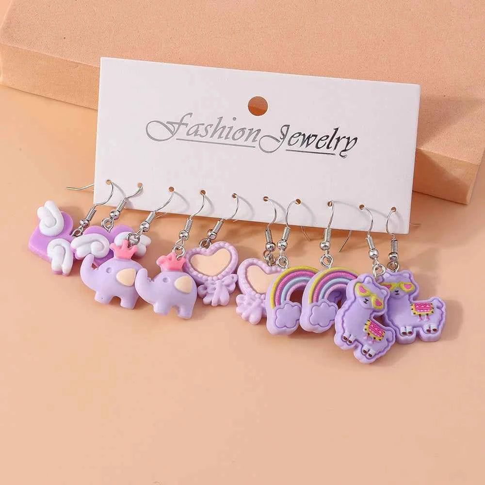 Aihua 10pcs Cute Cartoon Ice Cream Cookie Donut Chocolate Earring Set Acrylic Food Earrings for Women Kids Trendy Jewelry Gifts