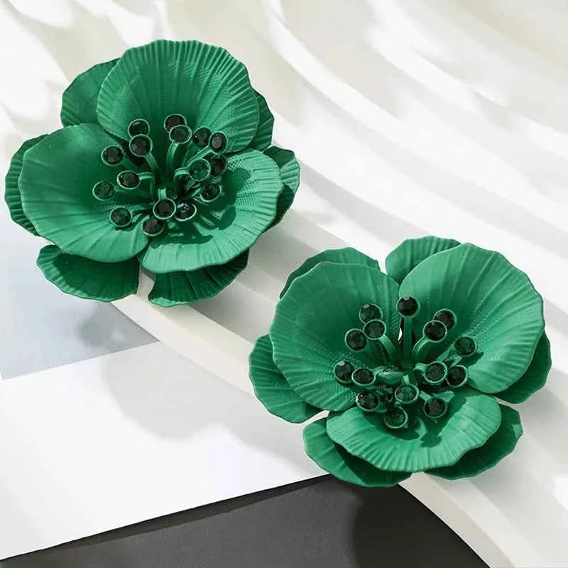 Multi Layer Metal Flower Post Earrings For Women Enamel Petal Fashion Jewelry Holiday Accessories Trendy New Styles Gifts MQF067