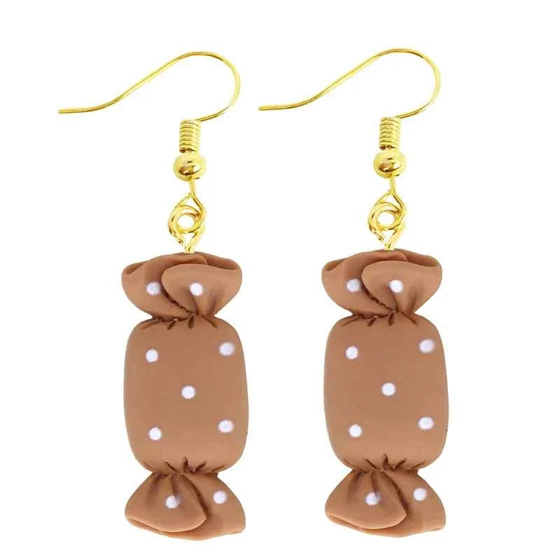 Women Earring Resin Drop Funny Custom Cute Girls Eardrop Kids Chocolate Strawberry Hamburger Hot Dog Mushroom Broccoli Coffee