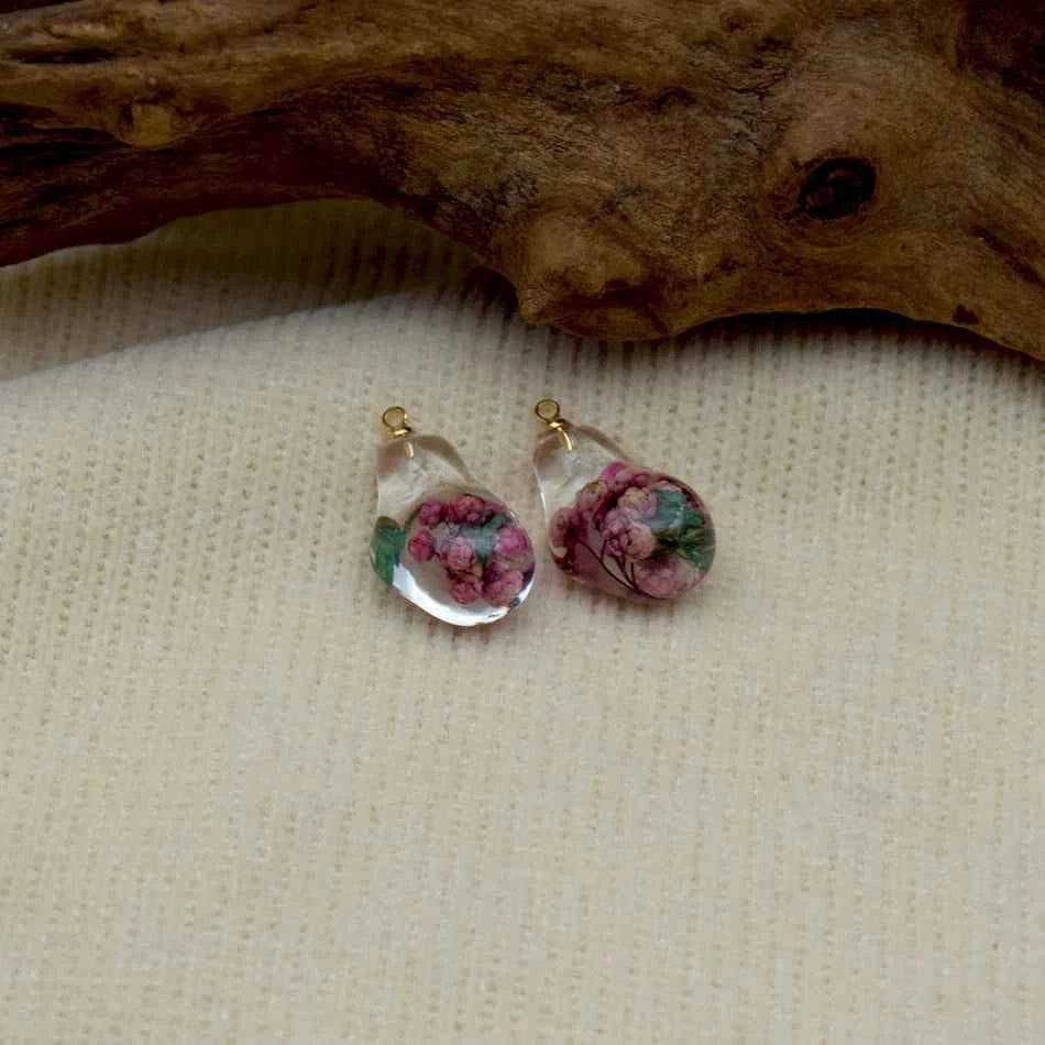 Transparent Resin Flower Charm Dangle Belly Button Ring 14G Allergy Free Titanium Bar Navel Piercing Women Summer Beach Jewelry