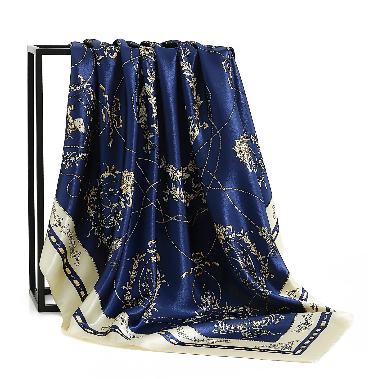 90*90cm Silk Scarf Women Print Hair Neck Square Office Ladies Shawl Bandanna Muslim Hijab Handkerchief Muffler Foulard female - NamafadStore