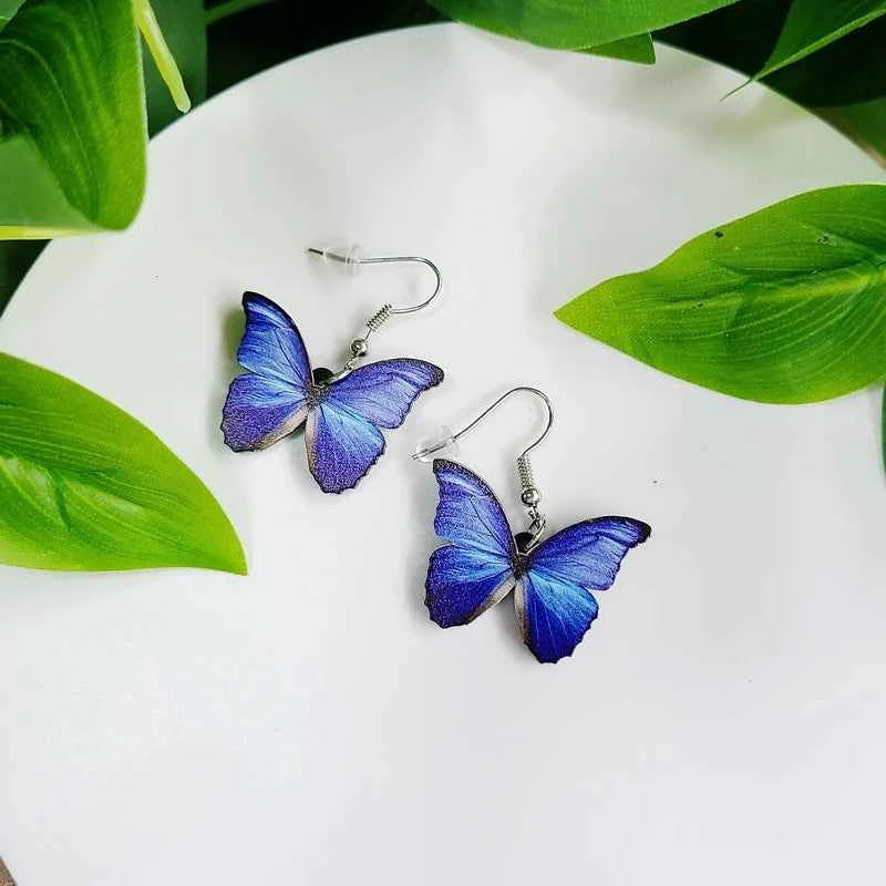Party Unusual Acrylic Colors Butterfly Moth Hanging Pendants Earrings For Women Girls Cute Gradient Colorful Insect Jewelry Gift