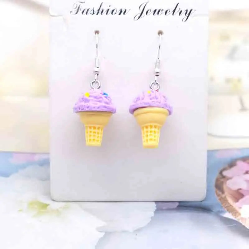 Earring For Women Resin Handmade Cute Animals Ice Cream Drinks Candy Fruits Pissa Drop Earrings Funny Gift