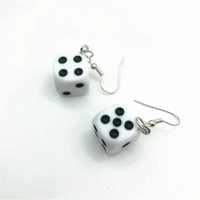 Handmade Cartoon 3D Resin Dice Drop Earring Tassel Casino Candy Color Personality Fun Jewelry for Women Female Gift