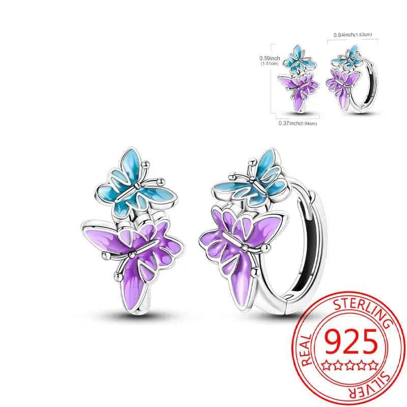 Pink Series 925 Sterling Silver Romantic Flower Butterfly Unicorn Tulip Geometry Earrings Boutique Fine Jewelry Gifts for Women