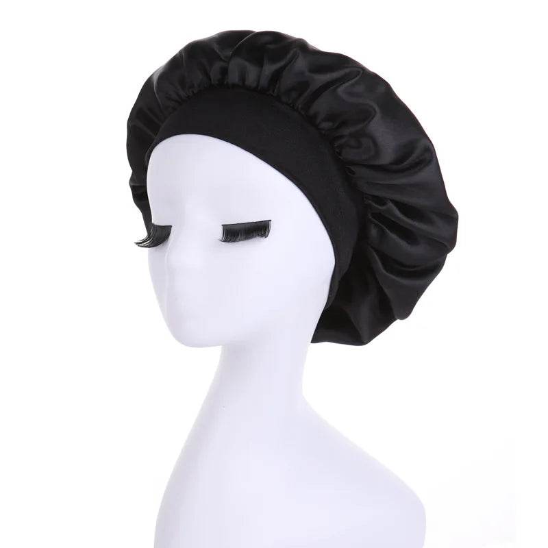 Women Satin Shower Cap - Bathroom Satin Solid Color Stretch Bonnets Hair Hat for Daily Use and Beauty - NamafadStore
