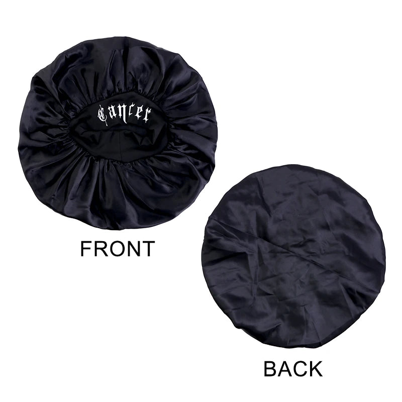 New 12 Constellations Printed Satin Sleep Bonnet Cap Wide Elastic Band Shower Cap Hair Wrap Cover for Long Hair Salon Tool - NamafadStore