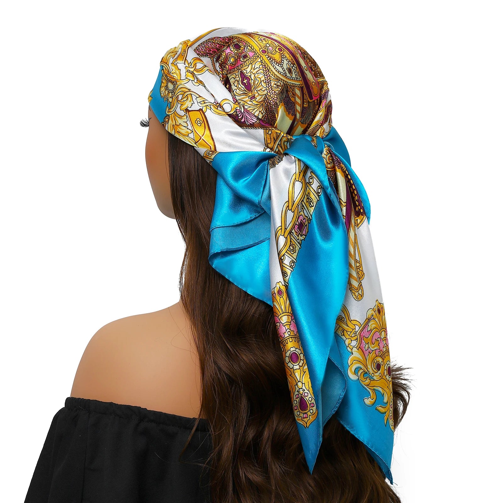Popular Shawls Europe And America Fashion Bandannas New Print Sunscreen 90X90CM Kerchief Four Seasons Luxury Square Silk Scarves - NamafadStore