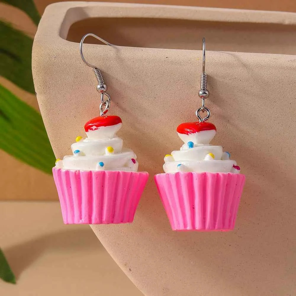 Cute Resin 3D Cake Earrings for Women Girls Simulation Food Drop Earrings Kid's Party Holiday Jewelry Gifts