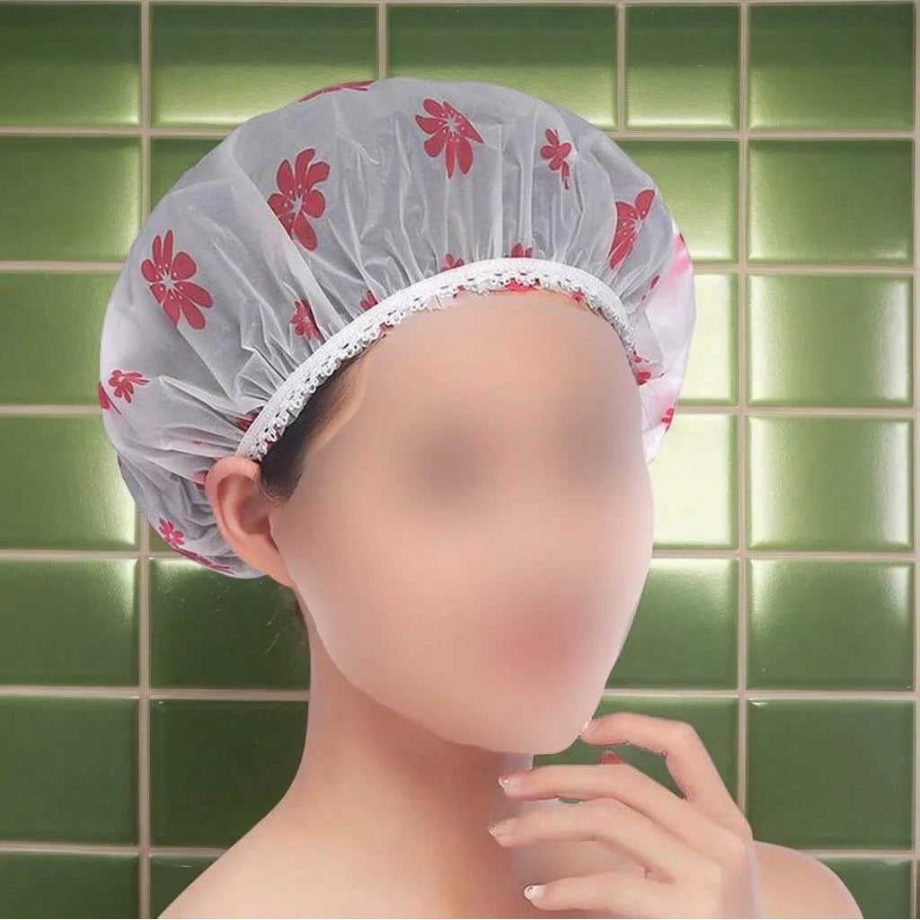 5pcs Waterproof Shower Cap WOMEN'S Household Bathing Anti-oil Smoke Hair Care Shower Cap Dry Hair Cap