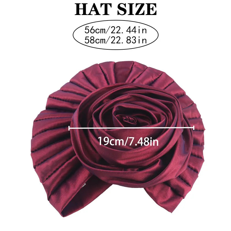 Women Party Turban Big Flower Head Wrap Chemo Cap Nigeria Wedding Headwear Muslim Hijab Bonnet Headscarf Skullies Turbante Mujer