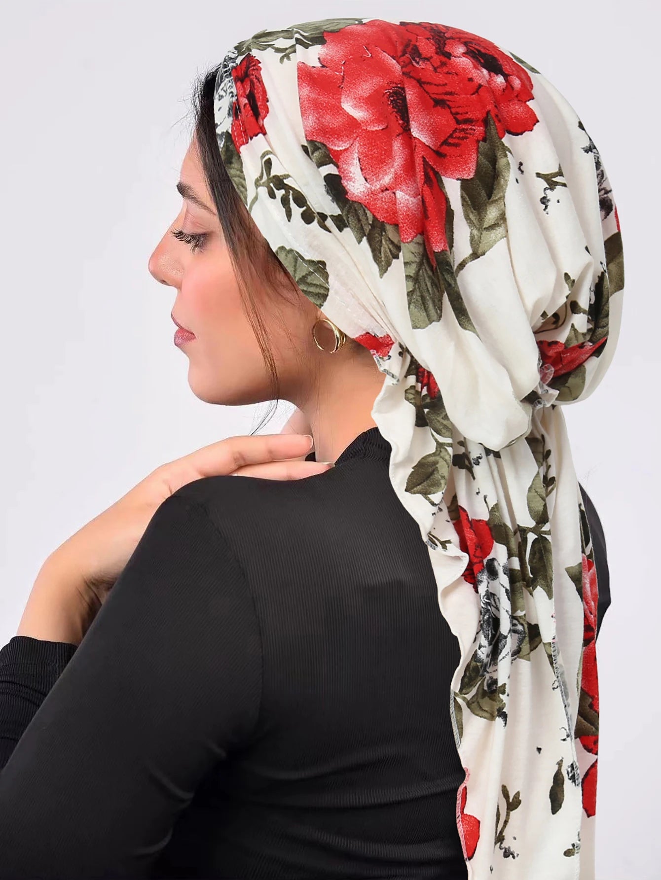 Ramadan Muslim Hijab Caps Wrap Head Soft Elastic Long Tail Turban Bonnet Fashion Print Headdress Wearable - NamafadStore