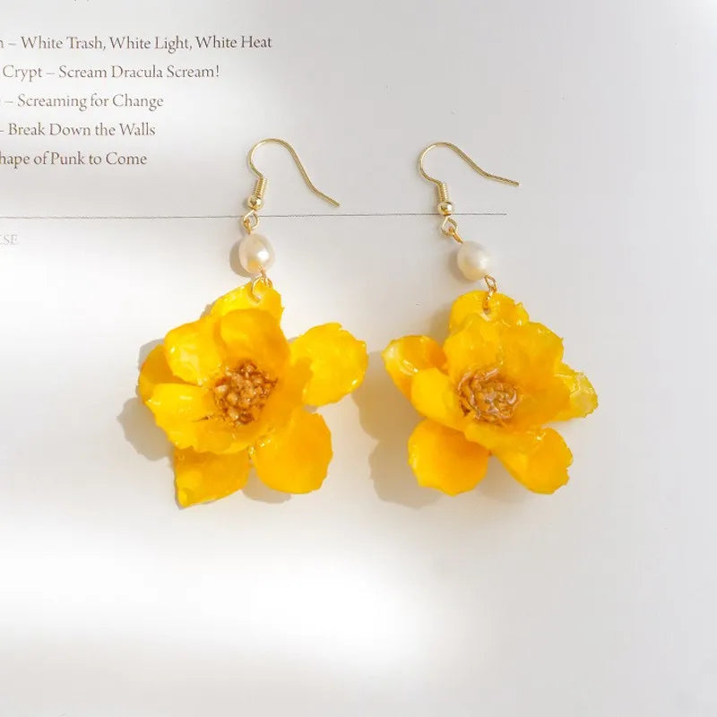 Multicolor Natural Flower Earrings Handmaking Epoxy Resin Natural Flower Earrings Unique Plant Earring Floral Jewelry Wholesale